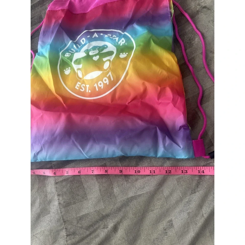 Build-A-Bear Workshop Rainbow Drawstring Backpack Cinch‎ Sack Bag Kids Pink Logo
